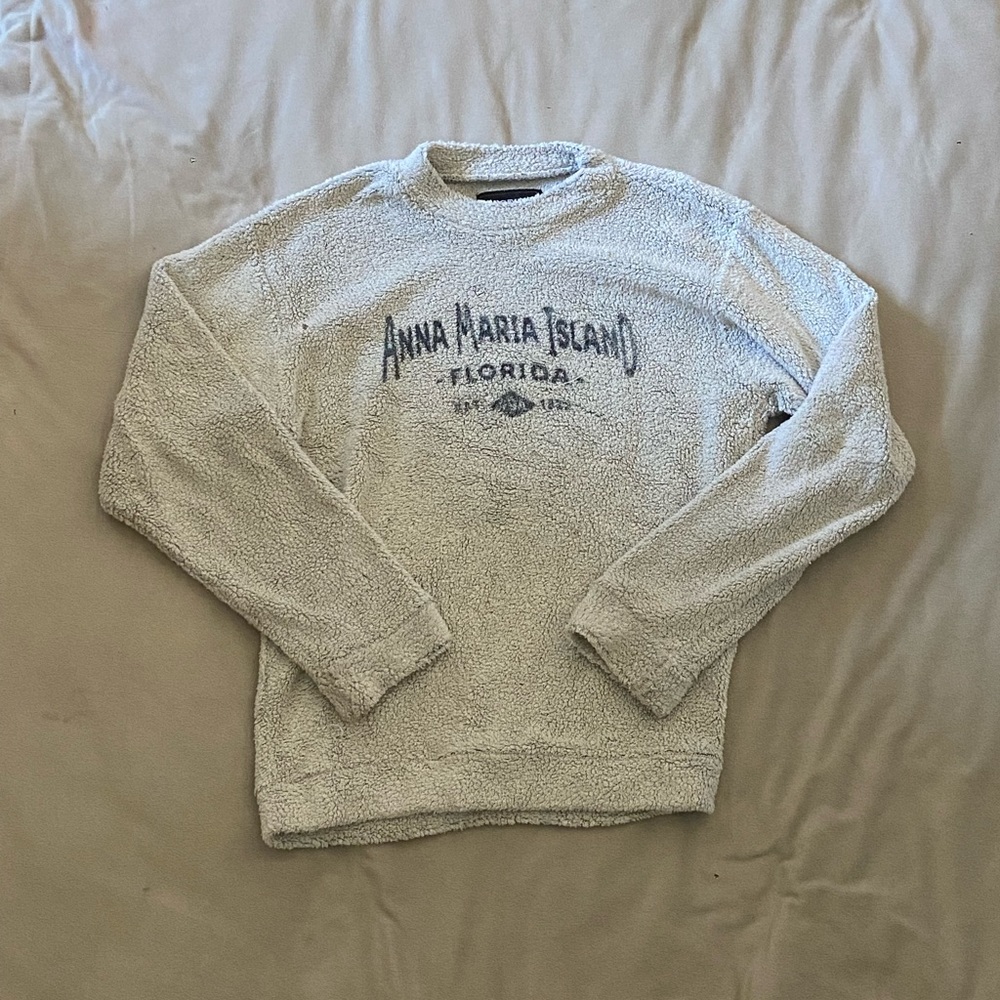 Austin’s Inc, XS but is oversized, White and blue, Anna Maria Island crewneck